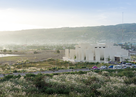CAZA's 100 Walls Church is surrounded by staggered walls and partitions