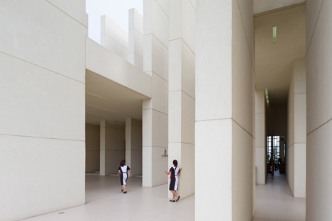 CAZA's 100 Walls Church is surrounded by staggered walls and partitions