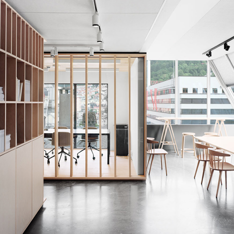 Bergen International Festival offices designed to resemble a workshop