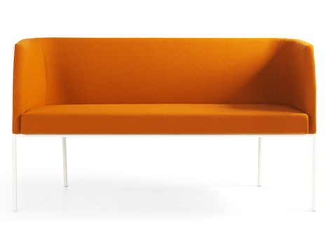 Cajal sofas and armchair by Gunilla Allard balance the seat on a thin metal frame