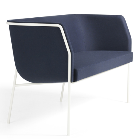 Cajal sofas and armchair by Gunilla Allard balance the seat on a thin metal frame