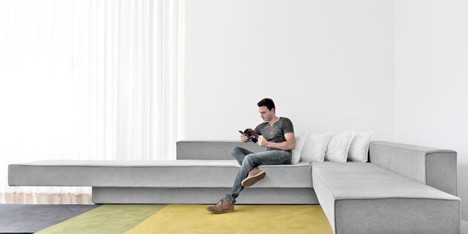 Cantilevered sofa by Paulo Kobylka