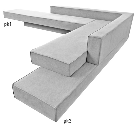 Cantilevered sofa by Paulo Kobylka