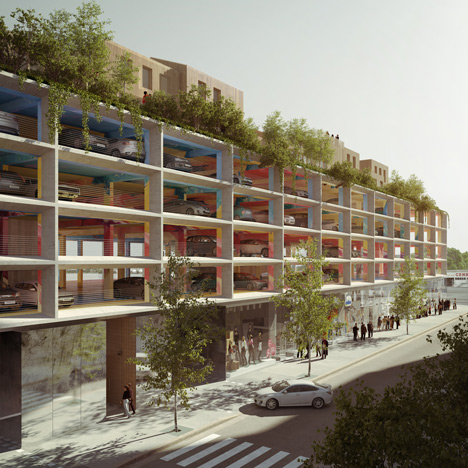 Car park with apartments on its roof by Brisac Gonzalez