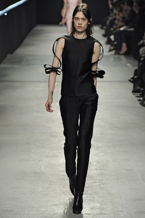 Outlined silk layers cover dresses by Christopher Kane