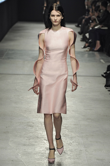 Outlined silk layers cover dresses by Christopher Kane