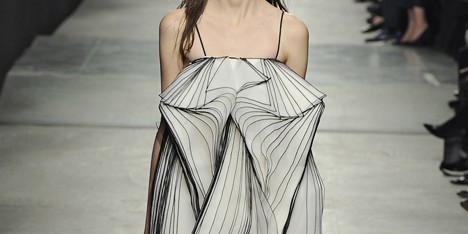 Outlined silk layers cover dresses by Christopher Kane