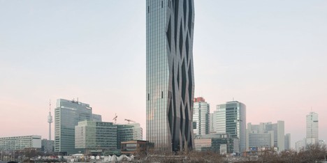 DC Tower 1 by Dominique Perrault Architecture features a faceted glass facade