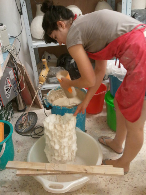 Else vases by Michal Fargo moulded from torn foam blocks