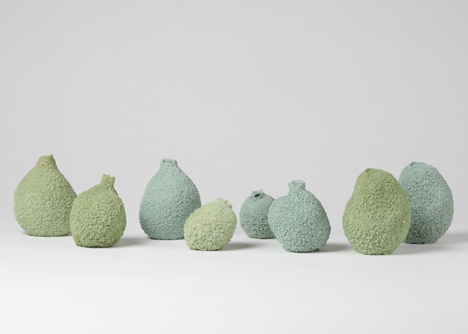Else vases by Michal Fargo moulded from torn foam blocks