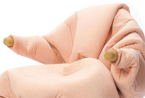 Flesh Chair wrapped in squishy rolls of fat by Nanna Kiil
