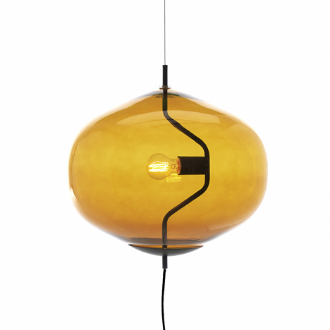 Fondue lamp shaped like a cheese-melting pot by Luca Nichetto