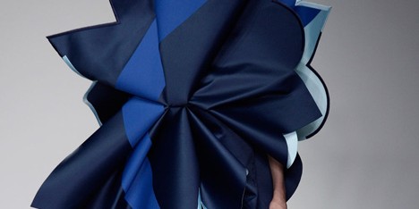 Giant flowers in Ondrej Adamek's graduate fashion collection obscure models