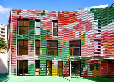 Périphériques upgrades Paris plot with contrasting apartment blocks and a colourful kindergarten