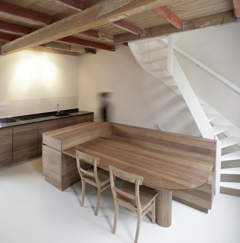Unknown Architects updates 200-year-old house with twisting staircase and wooden furniture
