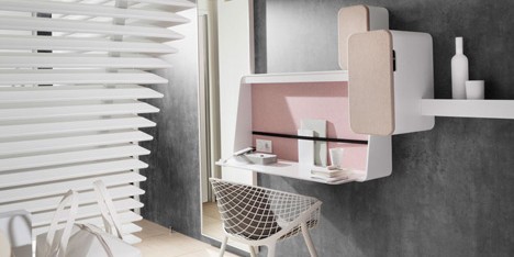 Okko hotel interior by Patrick Norguet with en suites hidden behind louvred walls