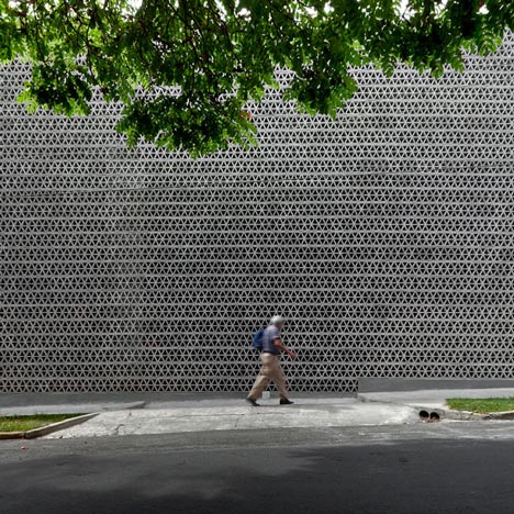 Perforated concrete walls encase La Tallera gallery by Frida Escobedo