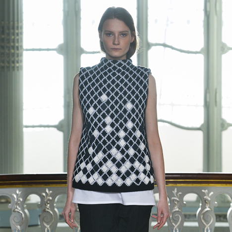 3D-printed fabrics by Richard Beckett woven into Pringle of Scotland's ready to wear garments