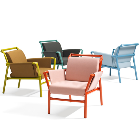 Superkink kinked tubular steel armchairs and sofas by Osko and Deichmann for Bla Station