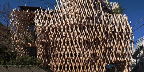 SunnyHills cake shop by Kengo Kuma encased within intricate timber lattice