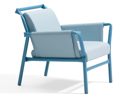 Superkink kinked tubular steel armchairs and sofas by Osko and Deichmann for Bla Station
