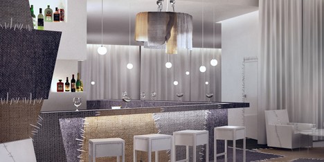 Textile patchwork covers conceptual restaurant by Karina Wiciak