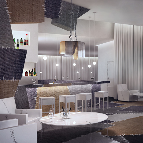 Textile patchwork covers conceptual restaurant by Karina Wiciak