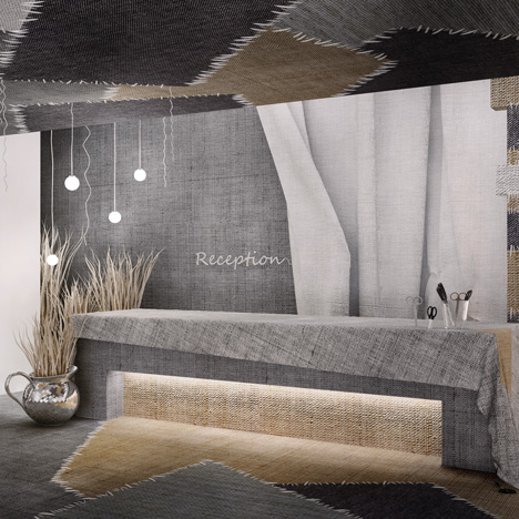 Textile patchwork covers conceptual restaurant by Karina Wiciak