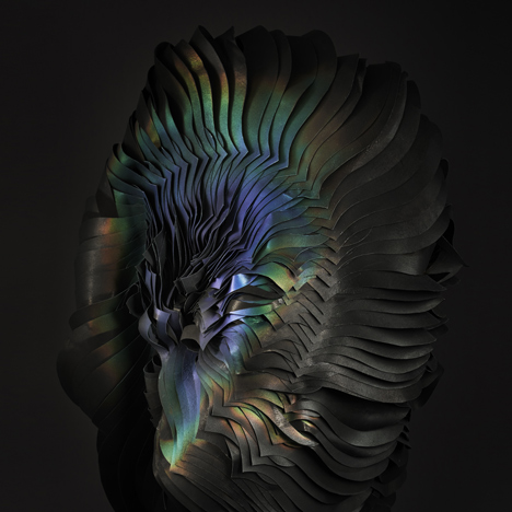 Colour-changing ink transforms flame-engulfed headdress by Lauren Bowker