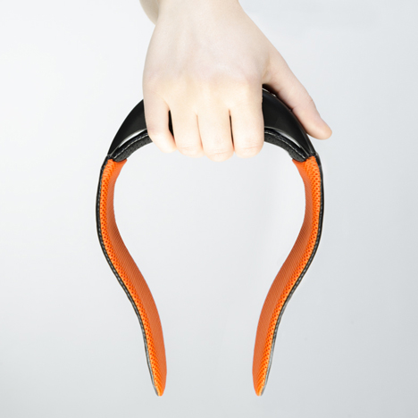 Headphones by Renaud Defrancesco transmit music across plexiglass band