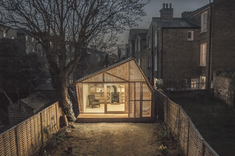 Writer's Shed with a glowing cedar facade by Weston Surman & Deane