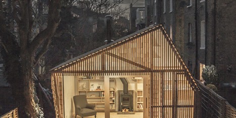 Writer's Shed with a glowing cedar facade by Weston Surman & Deane