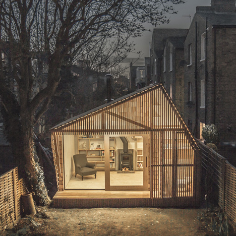 Writer's Shed with a glowing cedar facade by Weston Surman & Deane