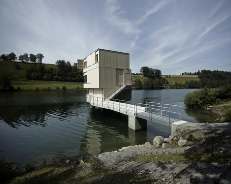 Wooden Zielturm Rotsee tower houses judges for Swiss rowing regatta
