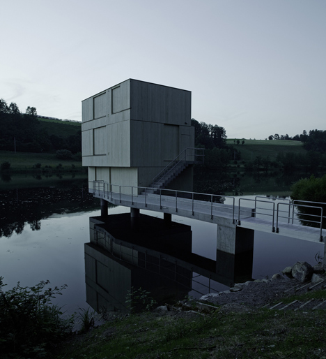 Wooden Zielturm Rotsee tower houses judges for Swiss rowing regatta