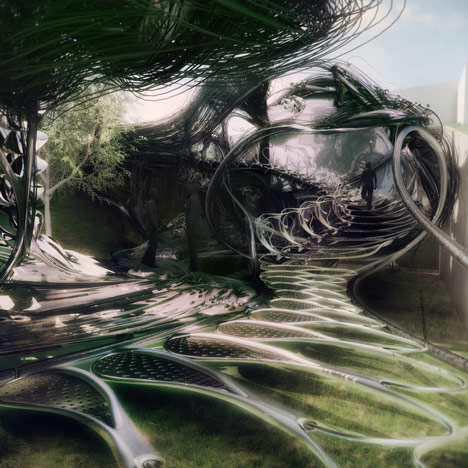 Futuristic family home featuring skeletal staircase by Gonzalo Vaíllo Martínez