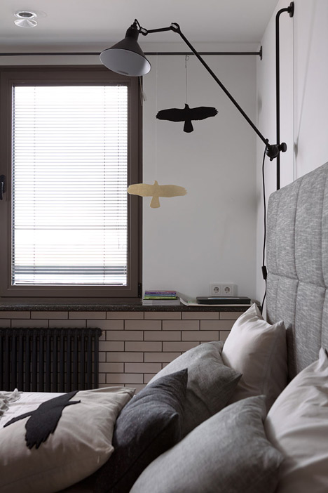 Apartment with the Birds by Olena Yudina has a monochrome material palette