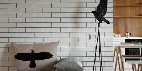 Apartment with the Birds by Olena Yudina has a monochrome material palette