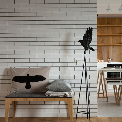 Apartment with the Birds by Olena Yudina has a monochrome material palette
