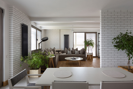 Apartment with the Birds by Olena Yudina has a monochrome material palette