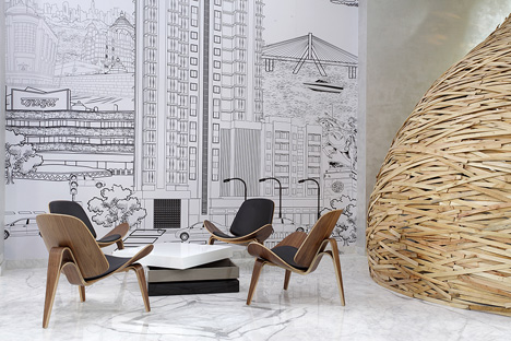 Giant timber nest provides meeting room at Baya Park offices by Planet 3 Studios