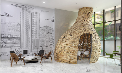 Giant timber nest provides meeting room at Baya Park offices by Planet 3 Studios