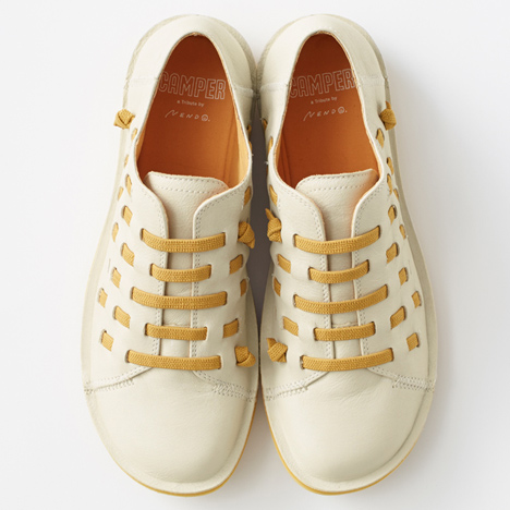 Nendo creates Beetle shoe for Camper with laces slotted through the uppers