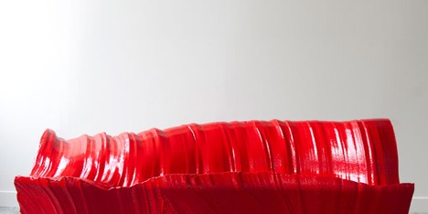 Cutting Edge sofa by Martijn Rigters cut from huge block of foam using hot wires