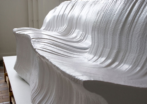 Cutting Edge sofa by Martijn Rigters cut from huge block of foam using hot wires