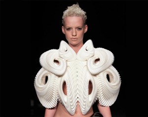 Crystallization dress by by Iris van Herpen, Daniel Widrig and .MGX by Materialise