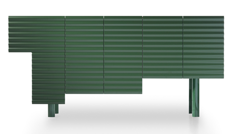 Storage cabinet by Doshi Levien mimics the eclectic materials found in improvised shanty dwellings