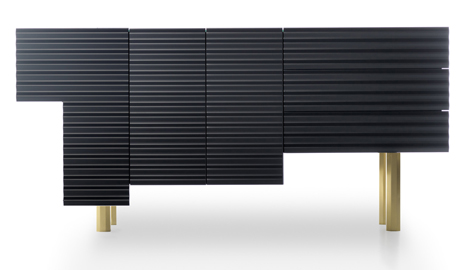 Storage cabinet by Doshi Levien mimics the eclectic materials found in improvised shanty dwellings