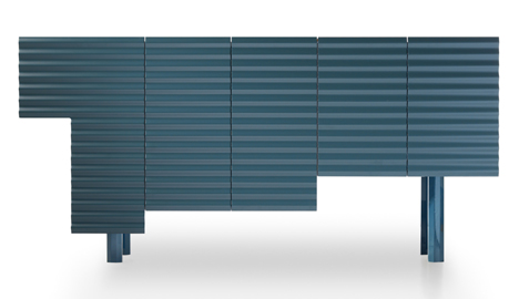 Storage cabinet by Doshi Levien mimics the eclectic materials found in improvised shanty dwellings