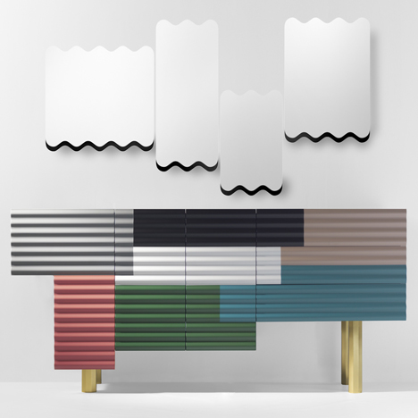 Storage cabinet by Doshi Levien mimics the eclectic materials found in improvised shanty dwellings